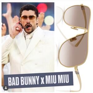 New MIU MIU Sunglasses Seen on Bad Bunny MUA56S 5AK90L Gold Metal Aviator